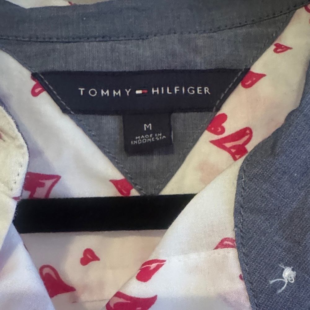 Tommy Hilfiger White and Red Button Down Shirt